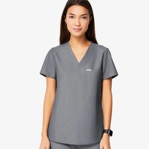 Figs Scrub Top Small Graphite Technical Collection Catarina V-Neck One Pocket